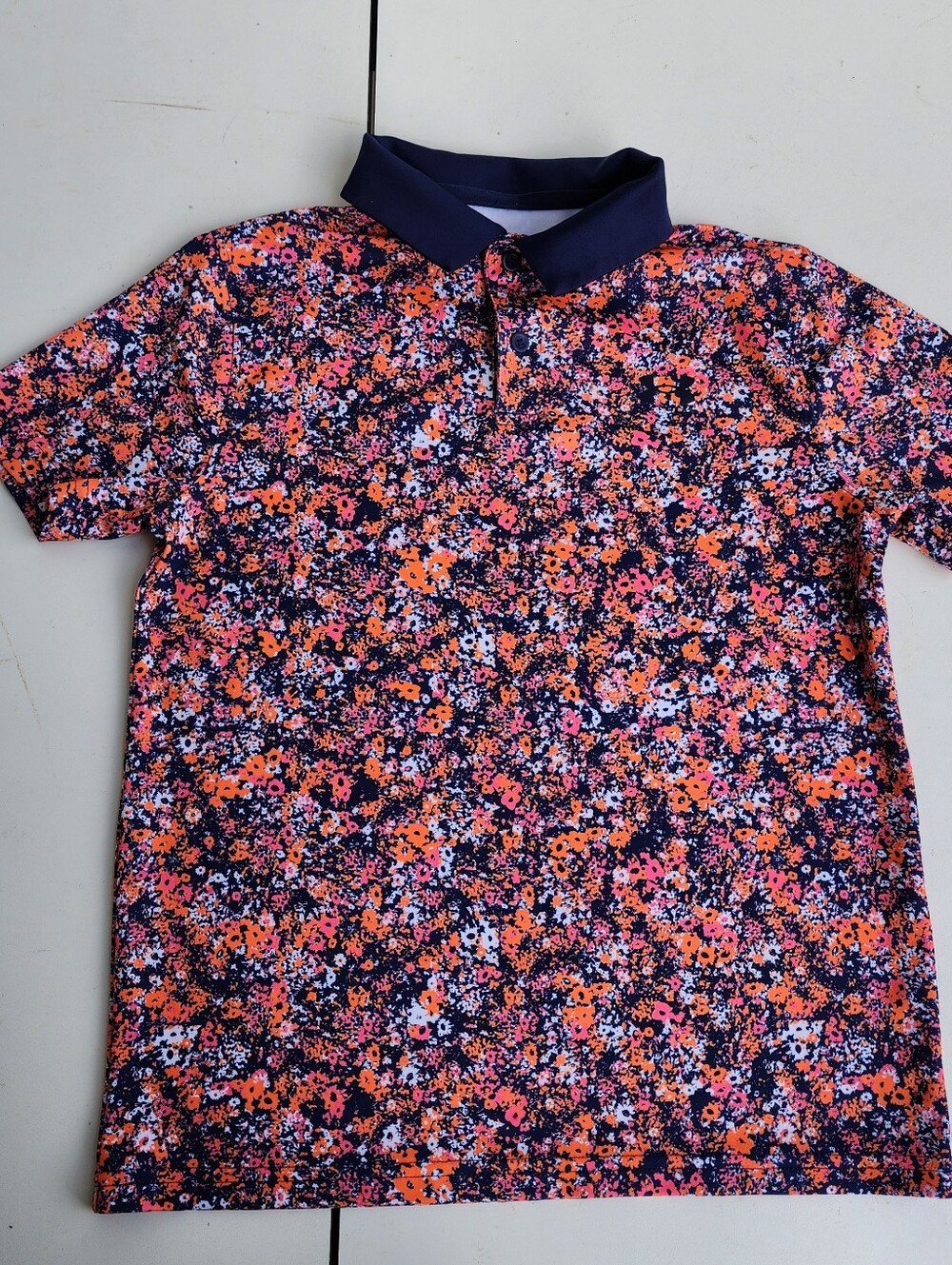 Under Armour Boys UA Navy Floral Performance Printed Polo UPF40 Youth M YM